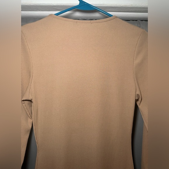 PrettyLittleThing Tan Ribbed Long Sleeve Midi Dress Size 10 - Picture 11 of 11